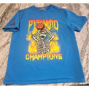 BLACK PYRAMID SHIRT MENS XL BASKETBALL SKULL BREEZY CHRIS BROWN TEAL STREETWEAR